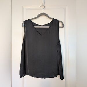 Quince Washable Stretch Silk Tank Top Black Size Large